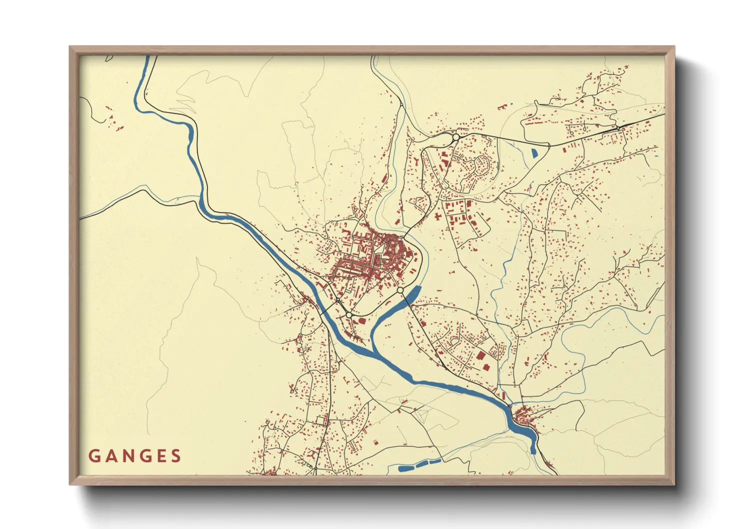 Une affiche de carte sur Ganges