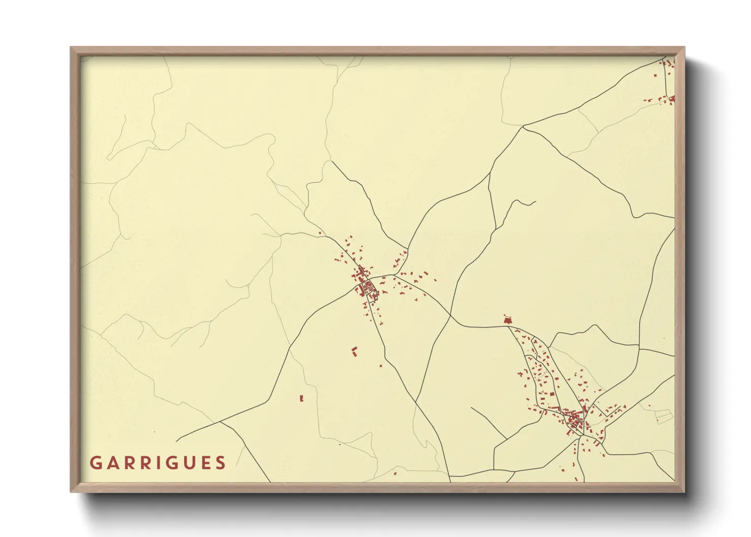 Une affiche de carte sur Garrigues