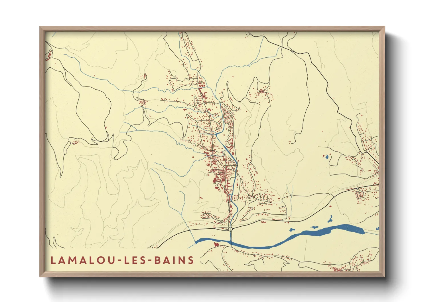 Une affiche de carte sur Lamalou-les-Bains