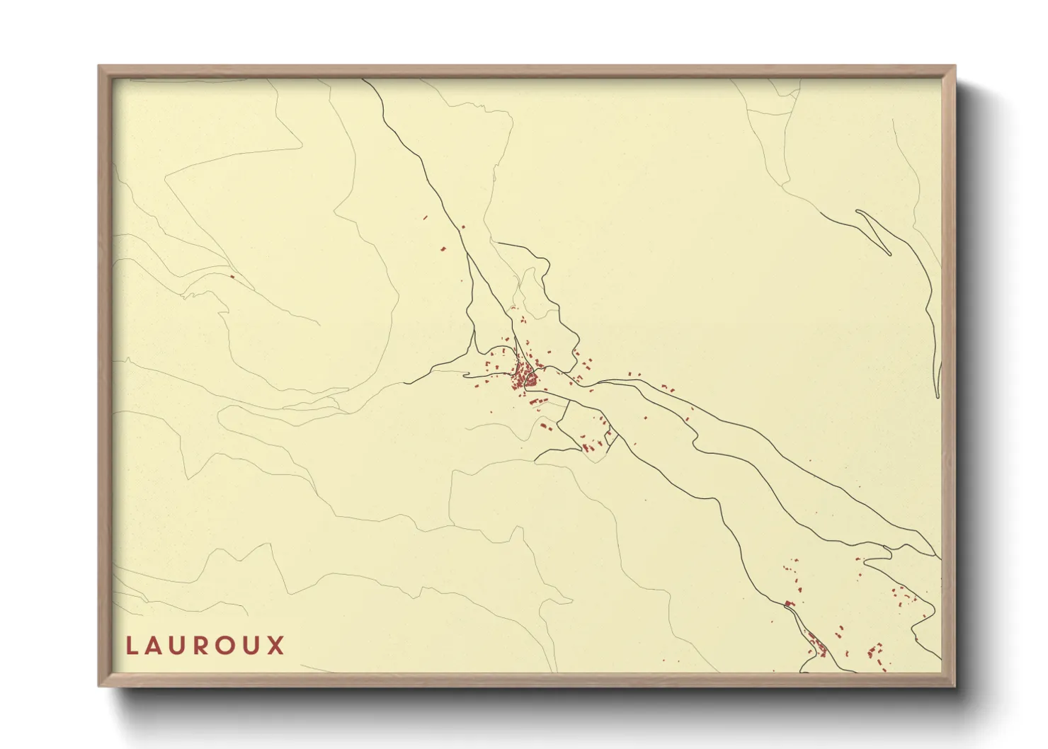 Une affiche de carte sur Lauroux