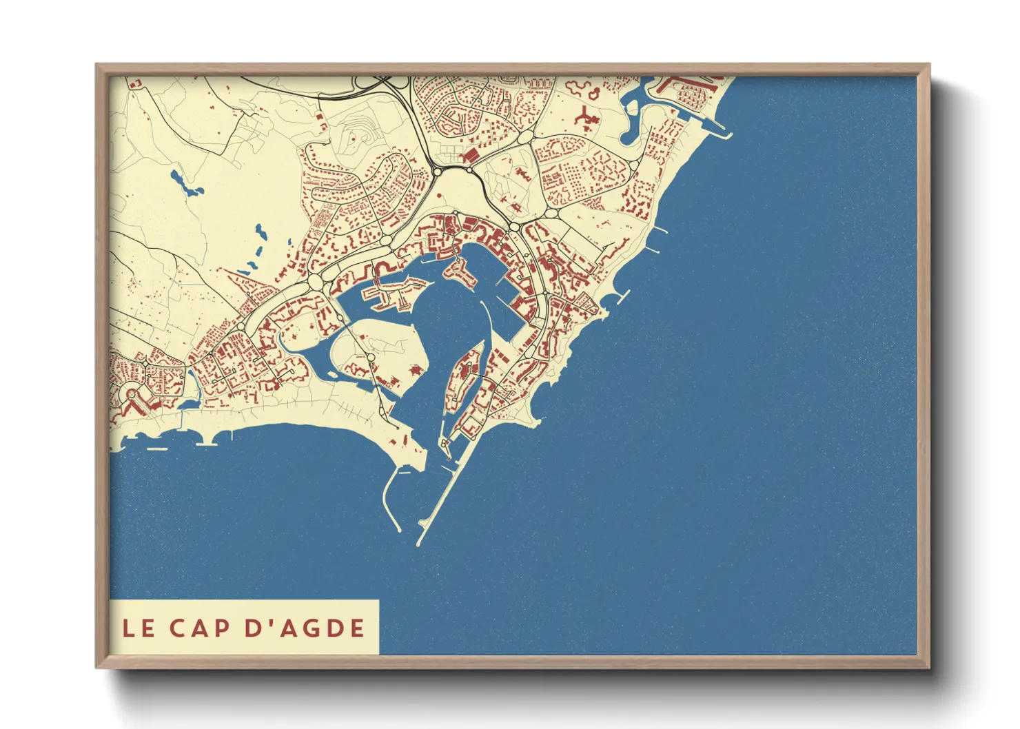 Une affiche de carte sur Le Cap d'Agde