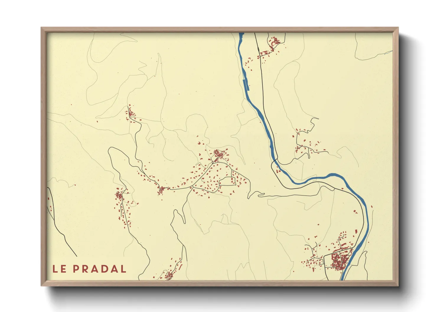 Une affiche de carte sur Le Pradal
