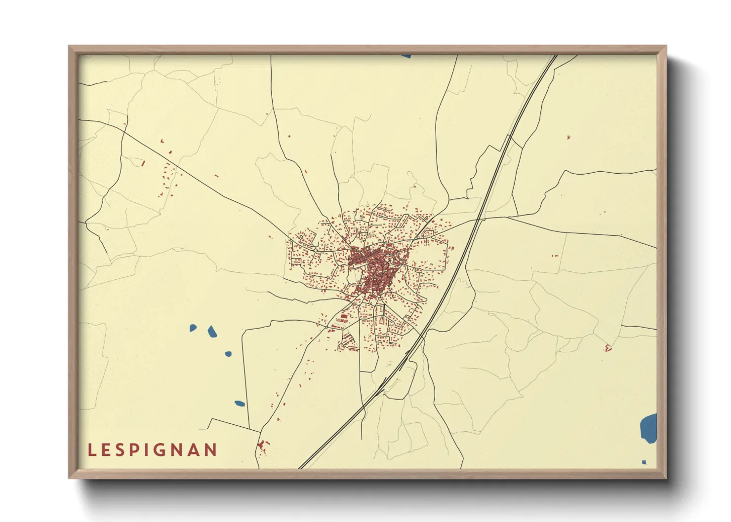 Une affiche de carte sur Lespignan