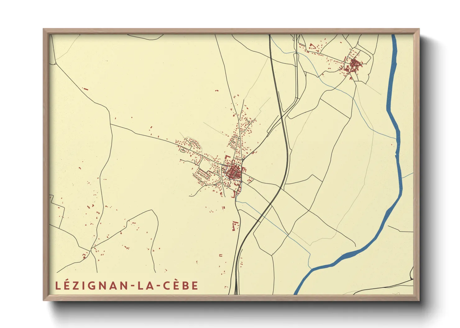 Une affiche de carte sur Lézignan-la-Cèbe