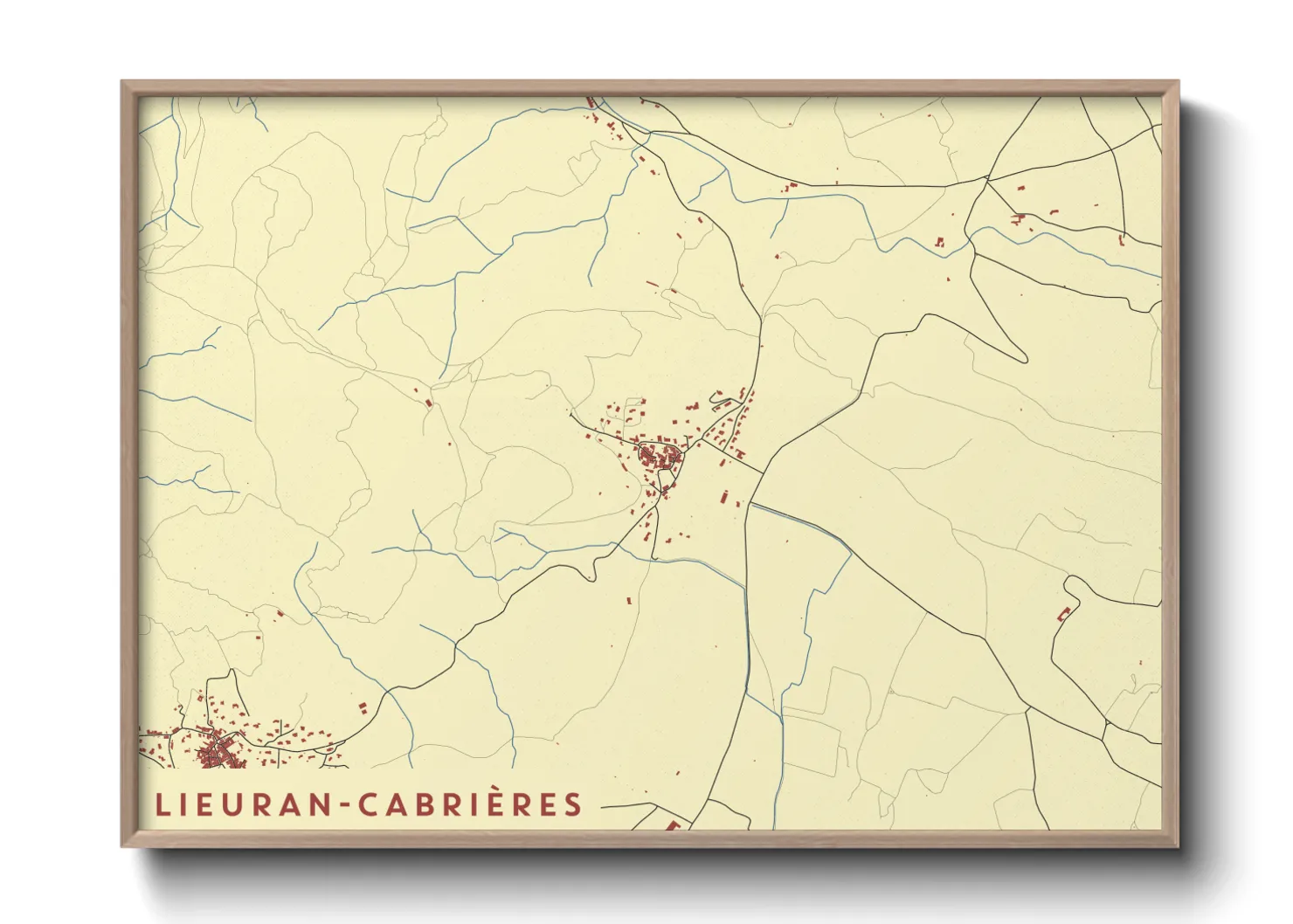 Une affiche de carte sur Lieuran-Cabrières
