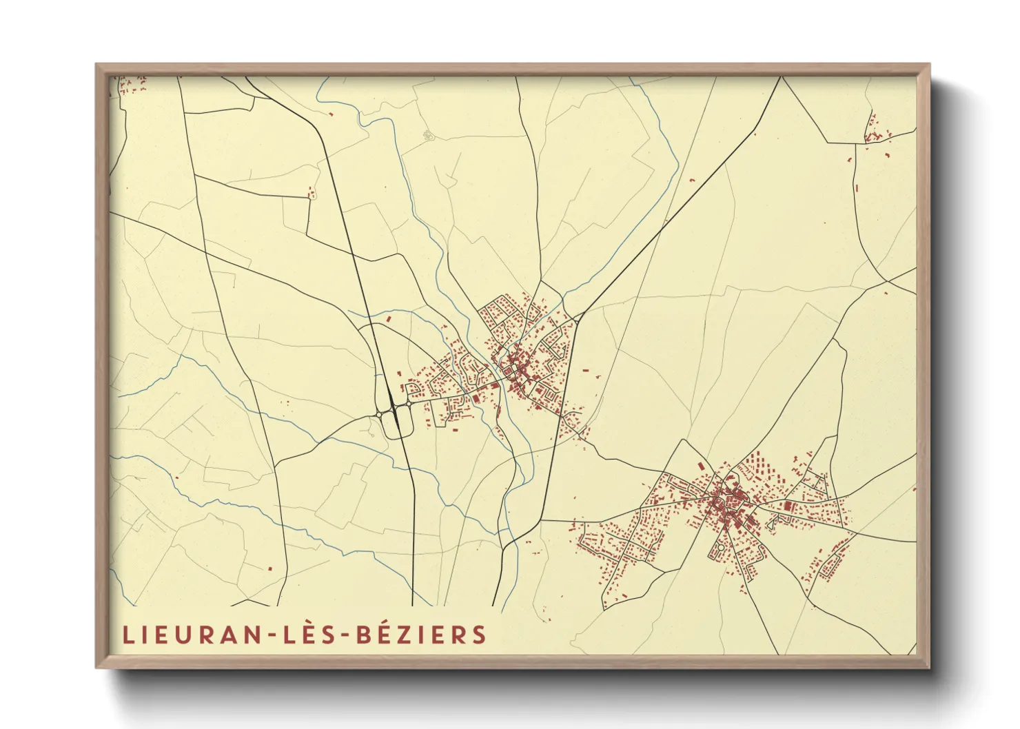 Une affiche de carte sur Lieuran-lès-Béziers