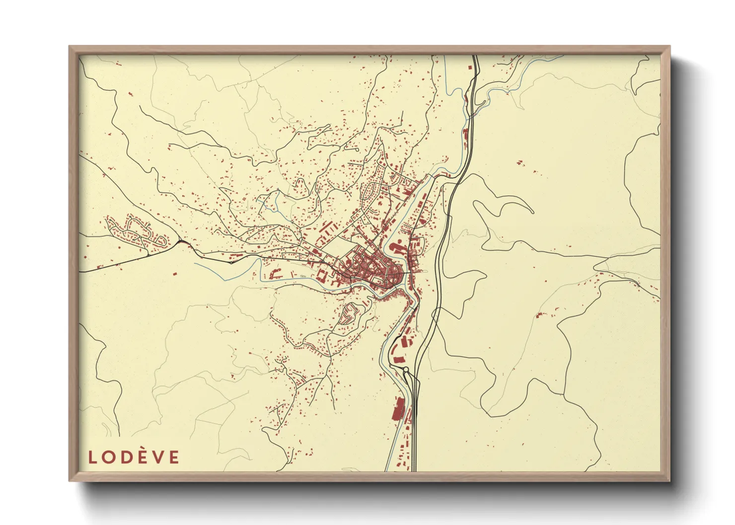 Une affiche de carte sur Lodève