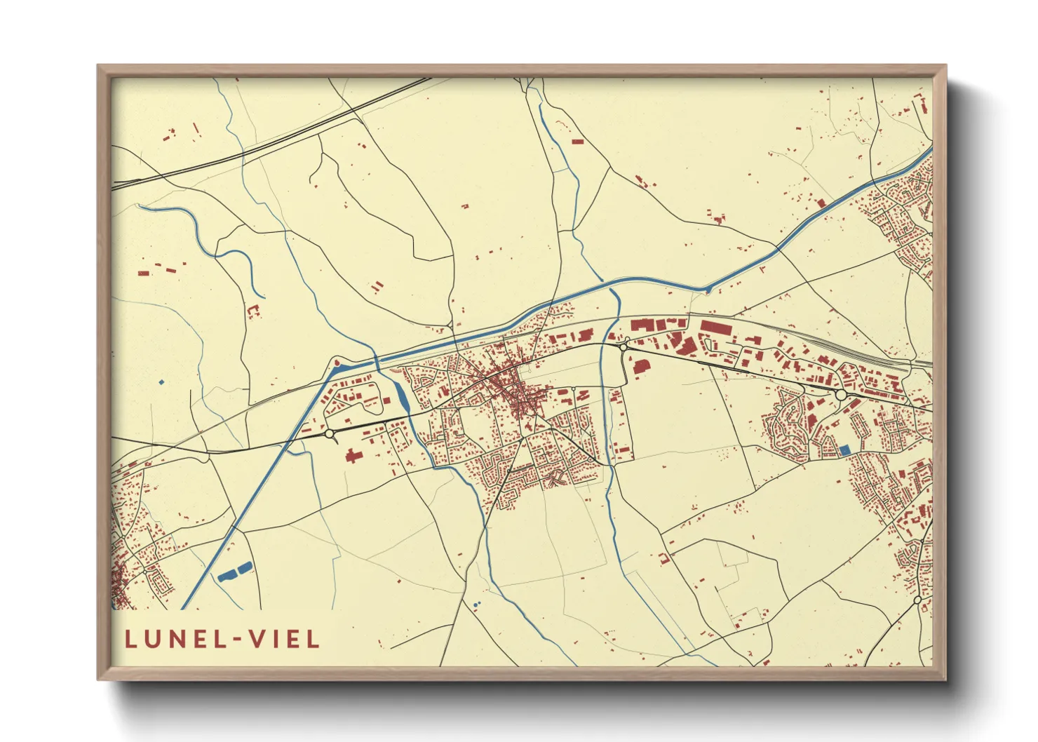 Une affiche de carte sur Lunel-Viel