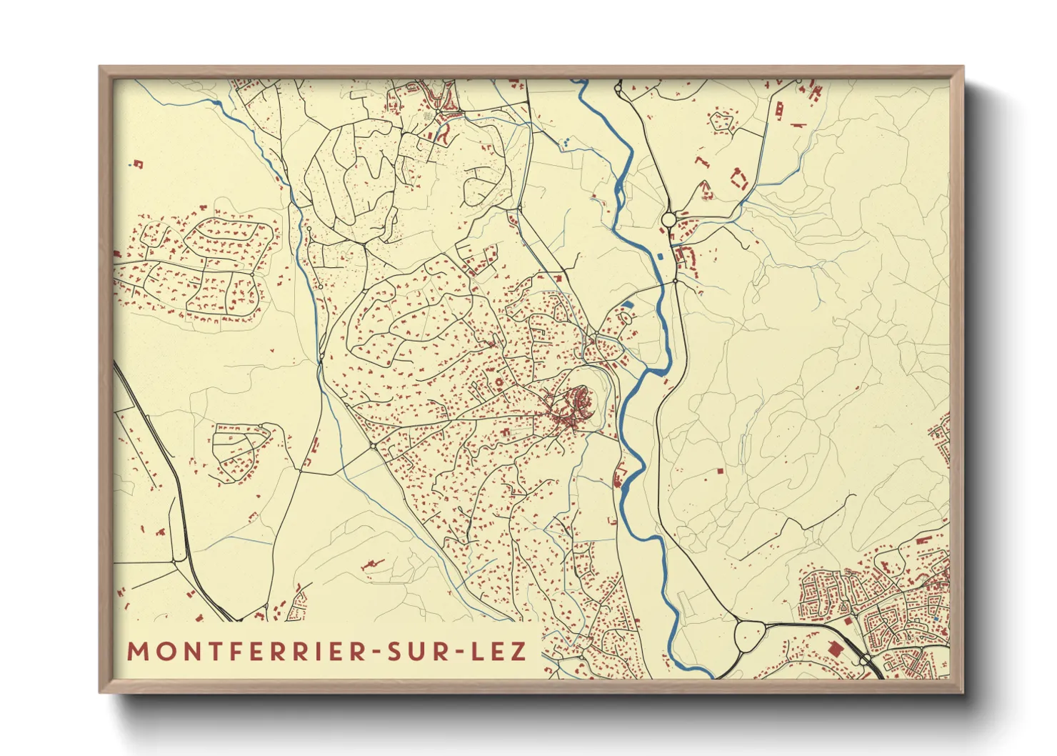 Une affiche de carte sur Montferrier-sur-Lez