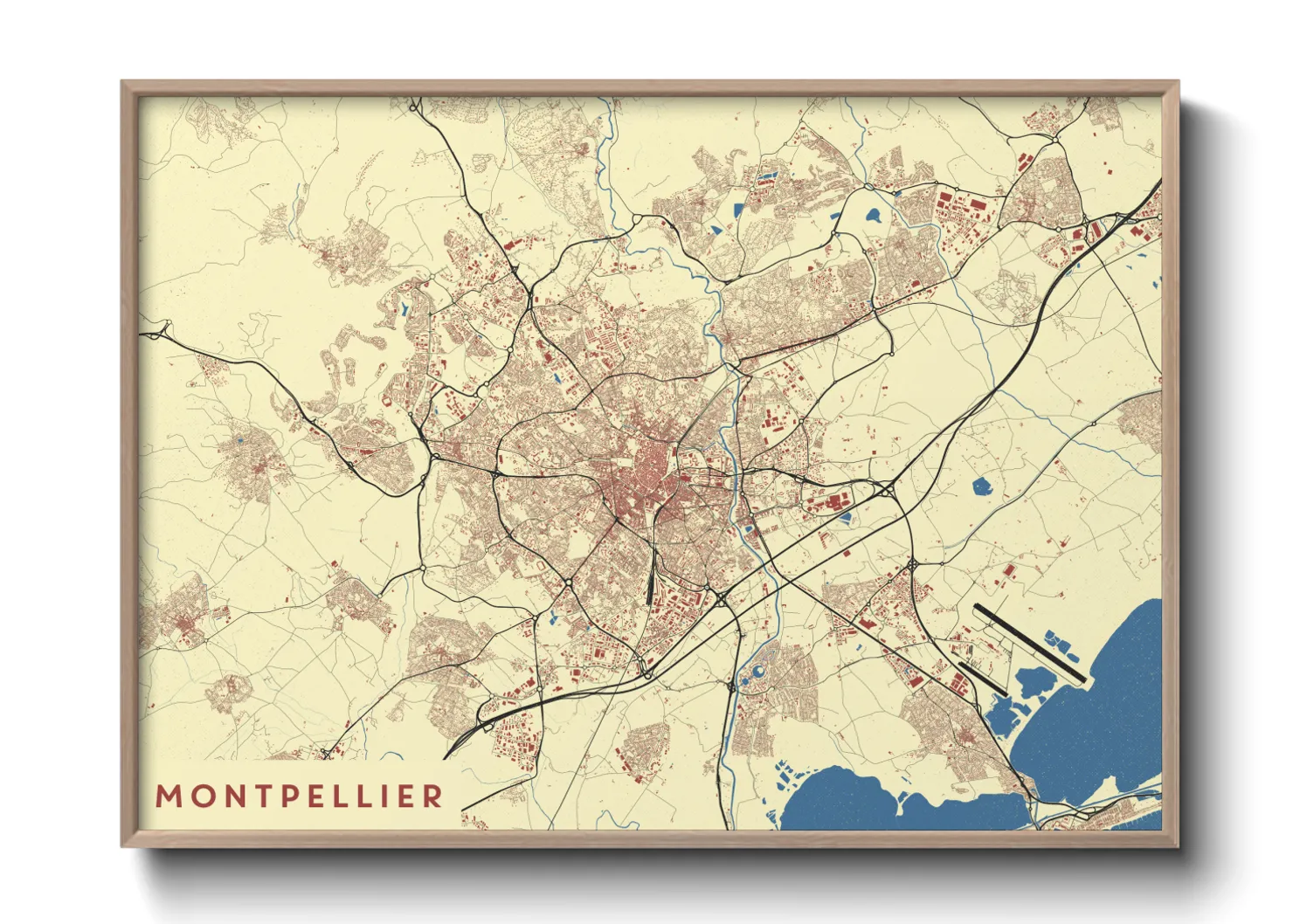 Une affiche de carte sur Montpellier