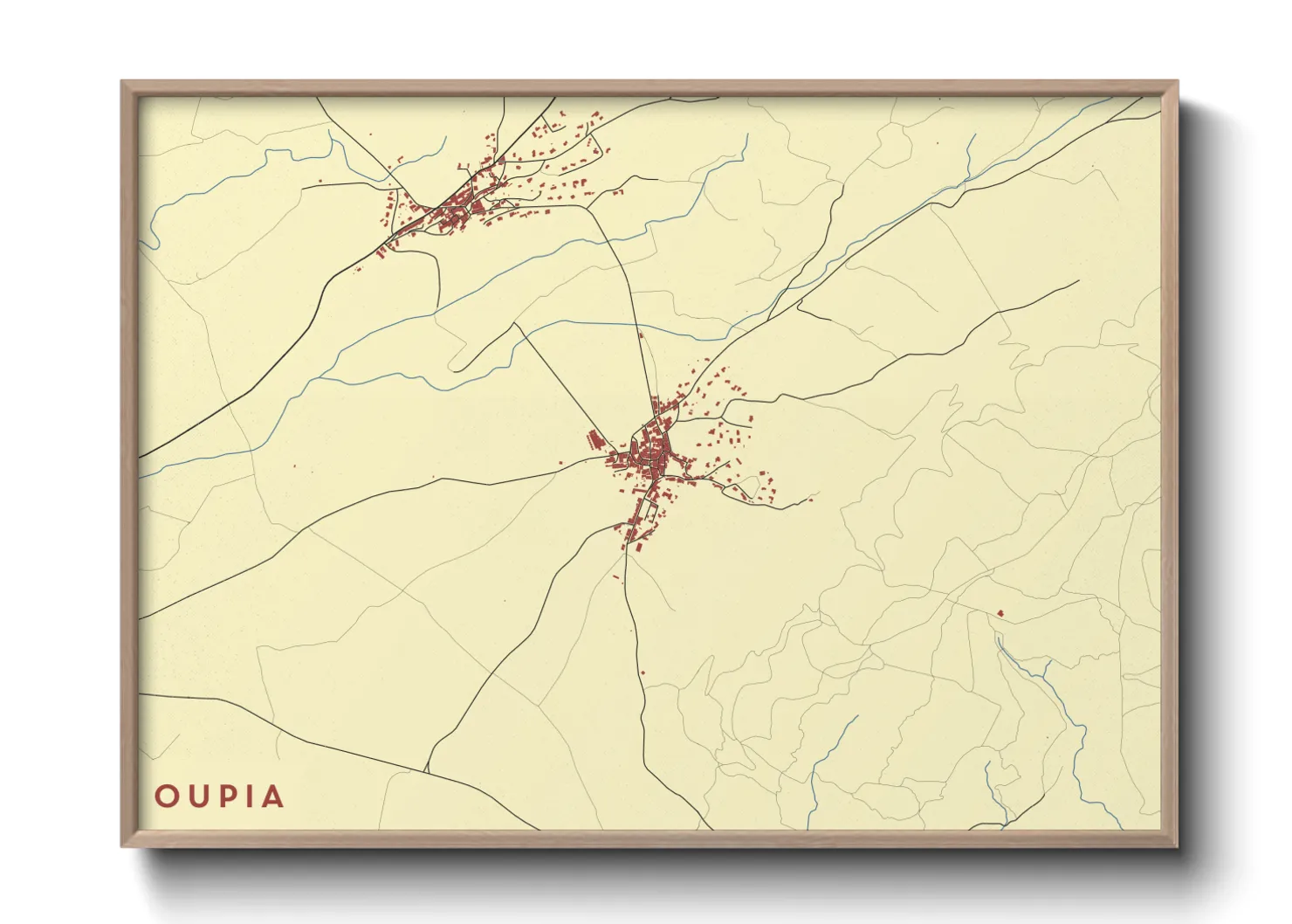 Une affiche de carte sur Oupia