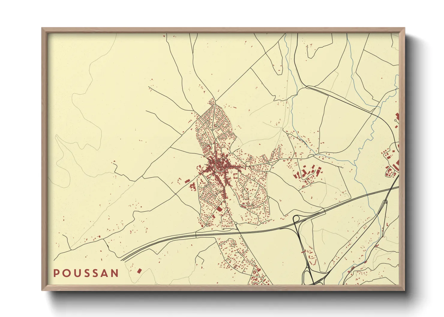 Une affiche de carte sur Poussan