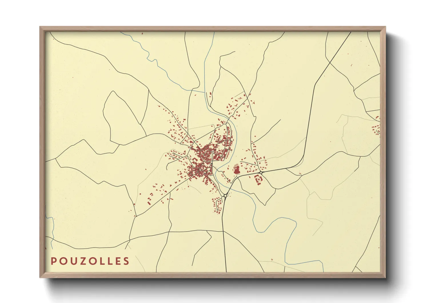 Une affiche de carte sur Pouzolles