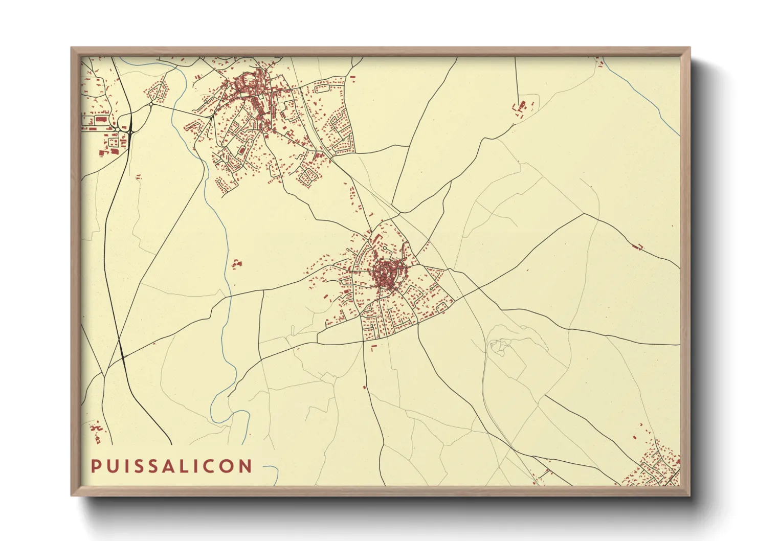 Une affiche de carte sur Puissalicon