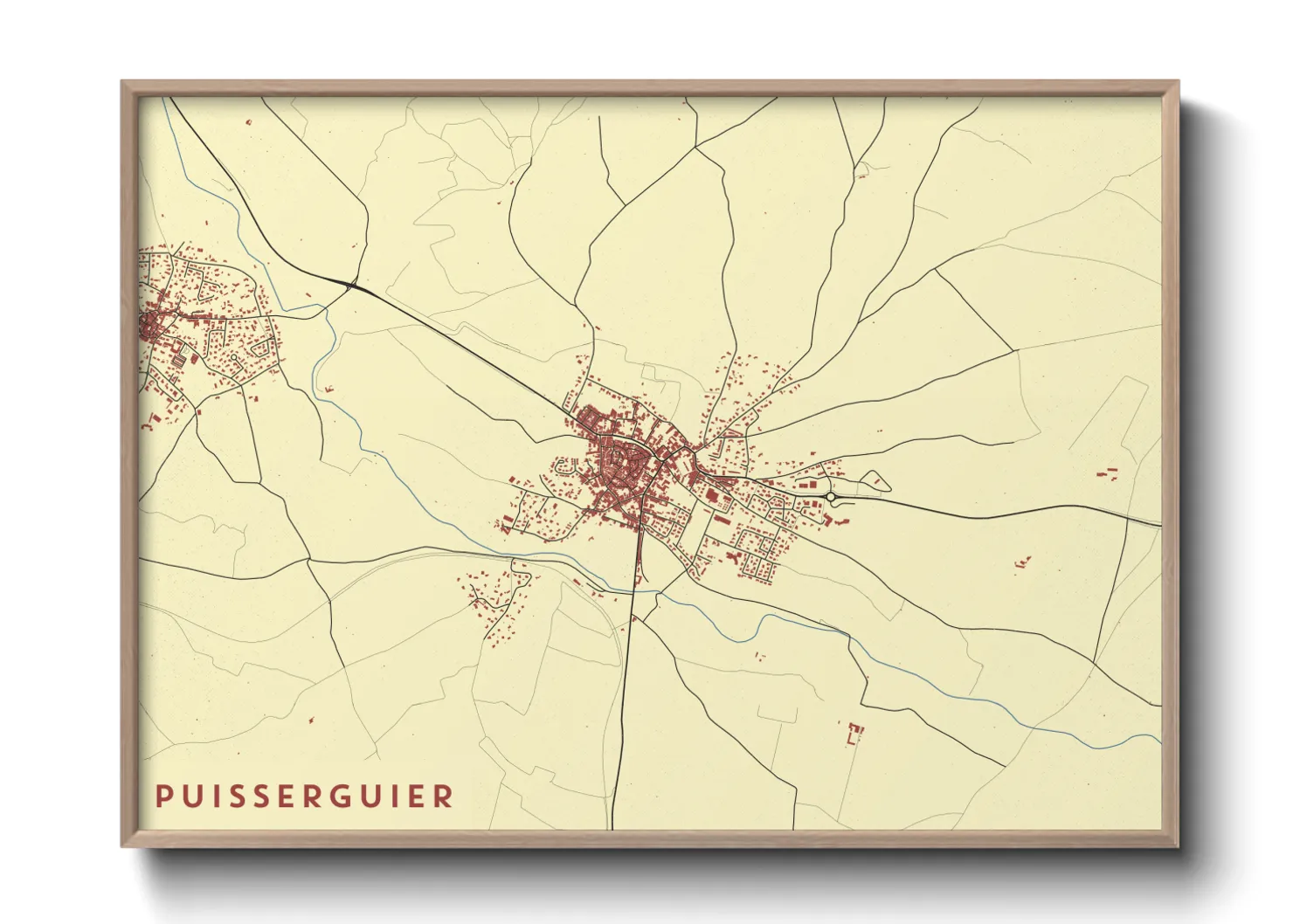 Une affiche de carte sur Puisserguier