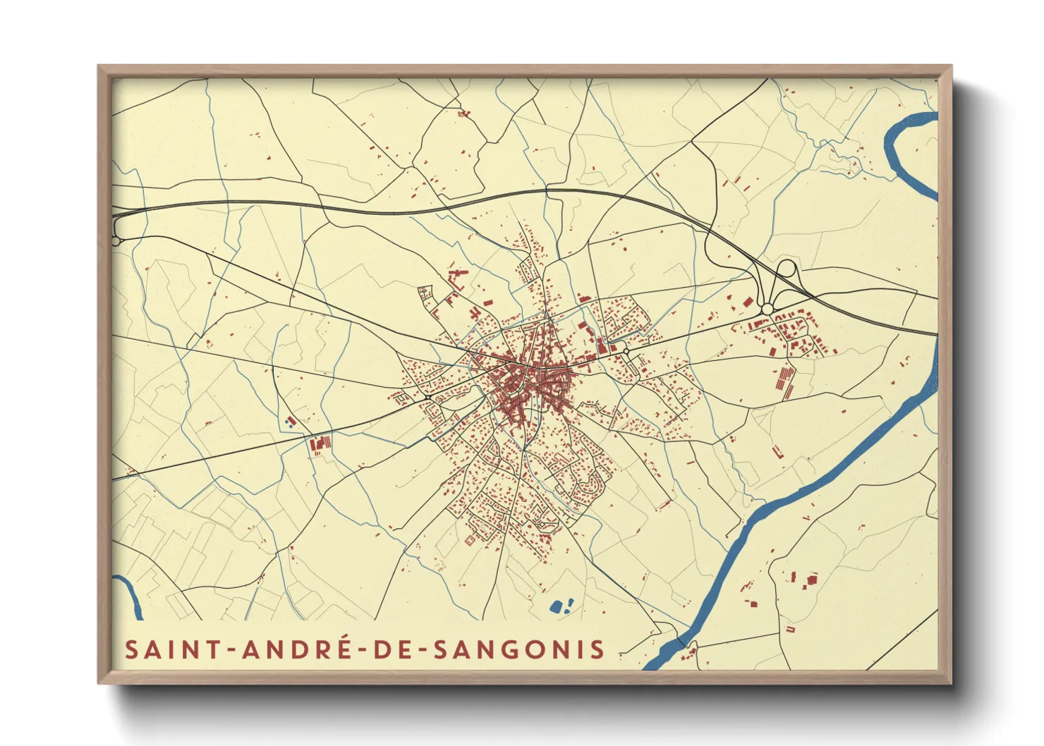 Une affiche de carte sur Saint-André-de-Sangonis