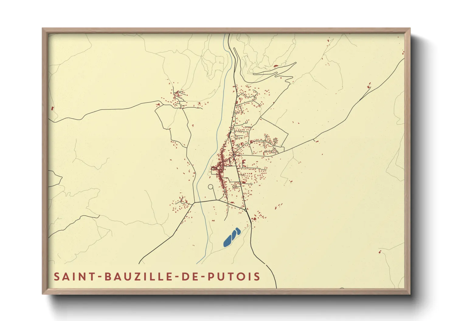 Une affiche de carte sur Saint-Bauzille-de-Putois