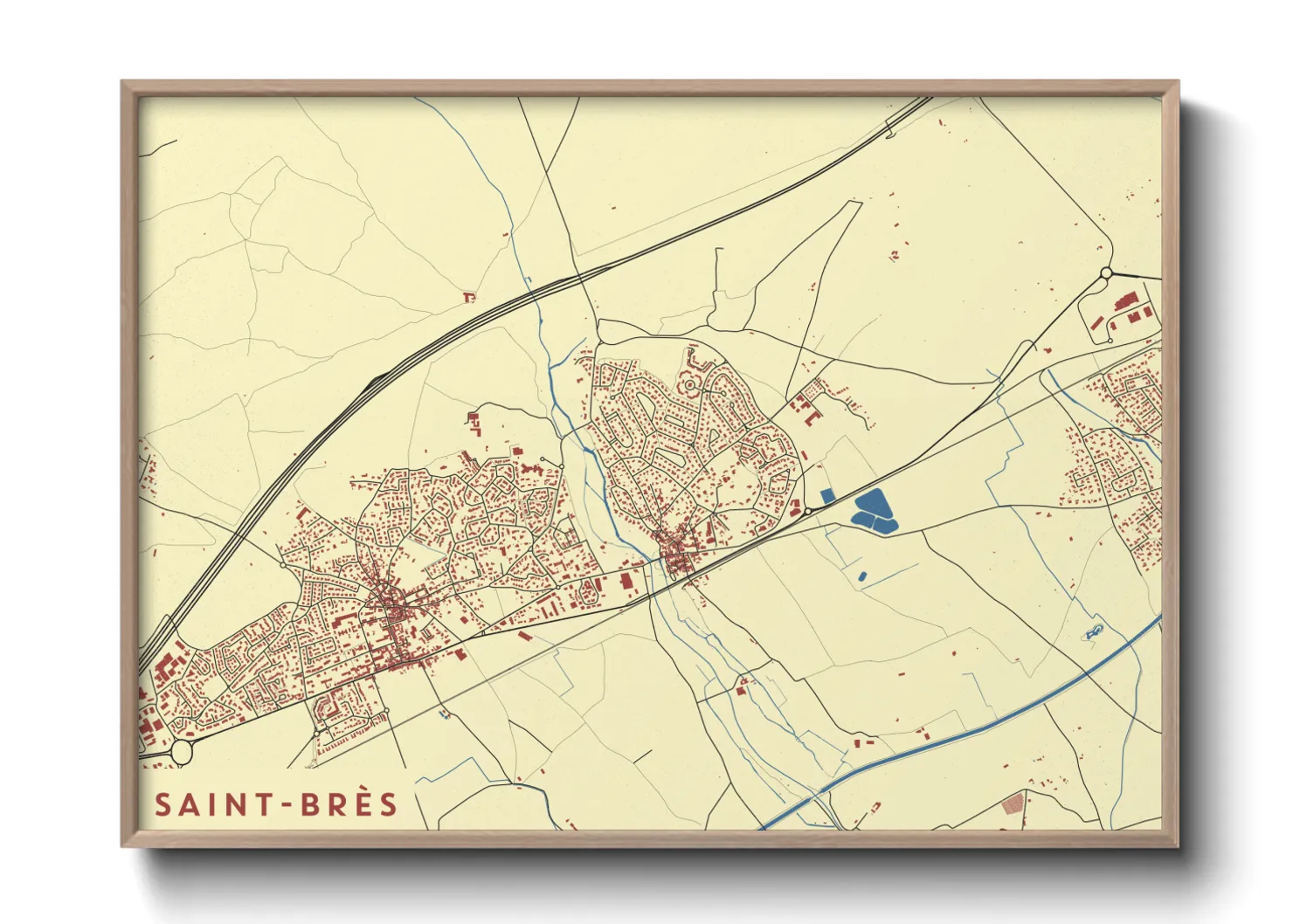 Une affiche de carte sur Saint-Brès