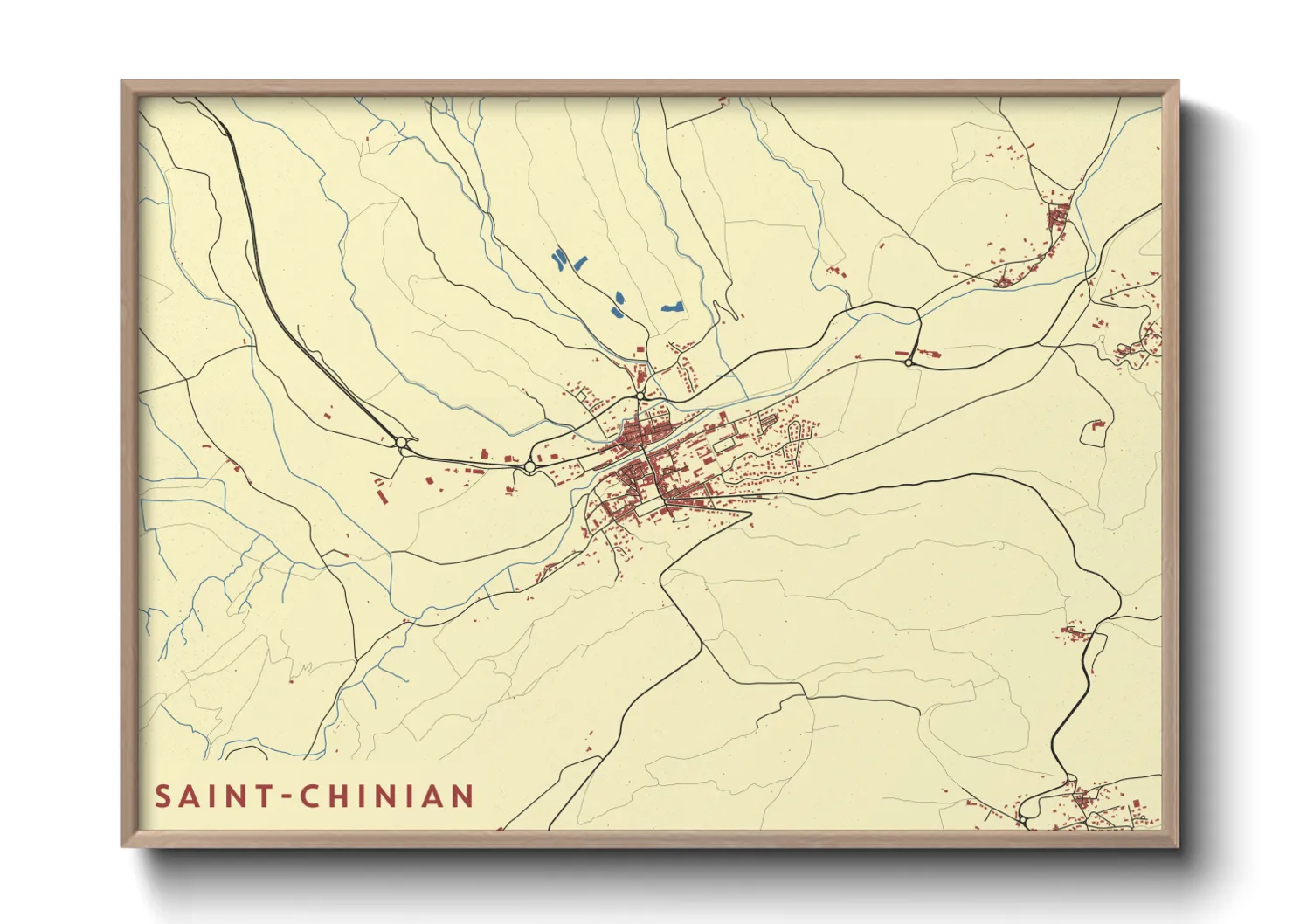 Une affiche de carte sur Saint-Chinian