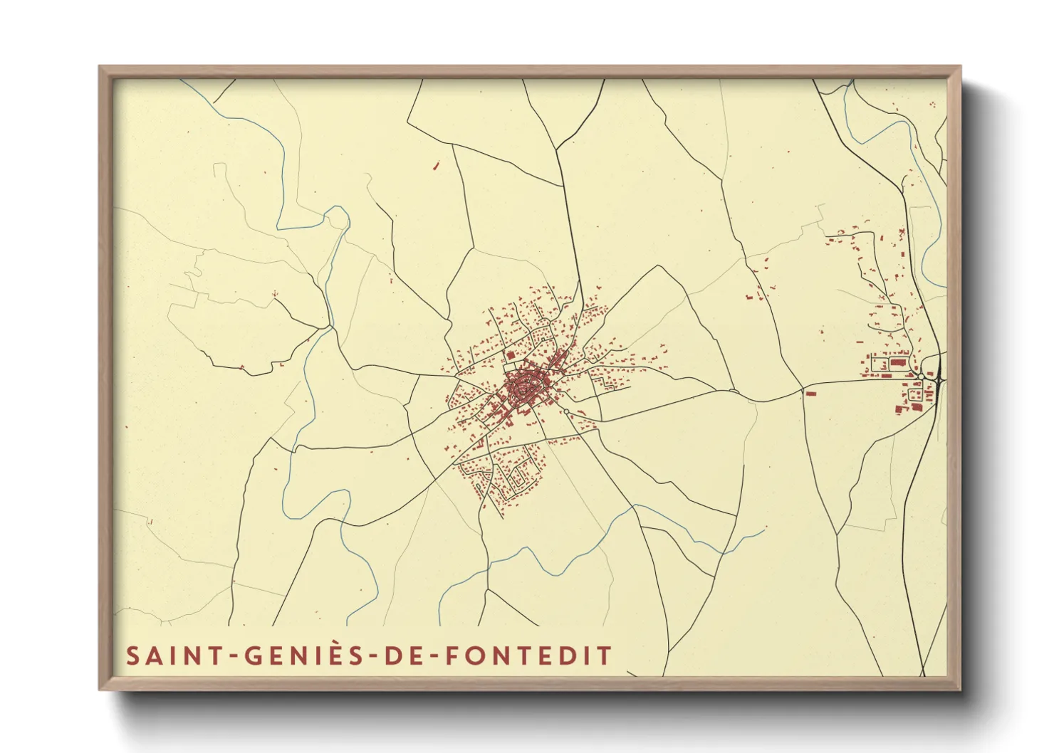 Une affiche de carte sur Saint-Geniès-de-Fontedit