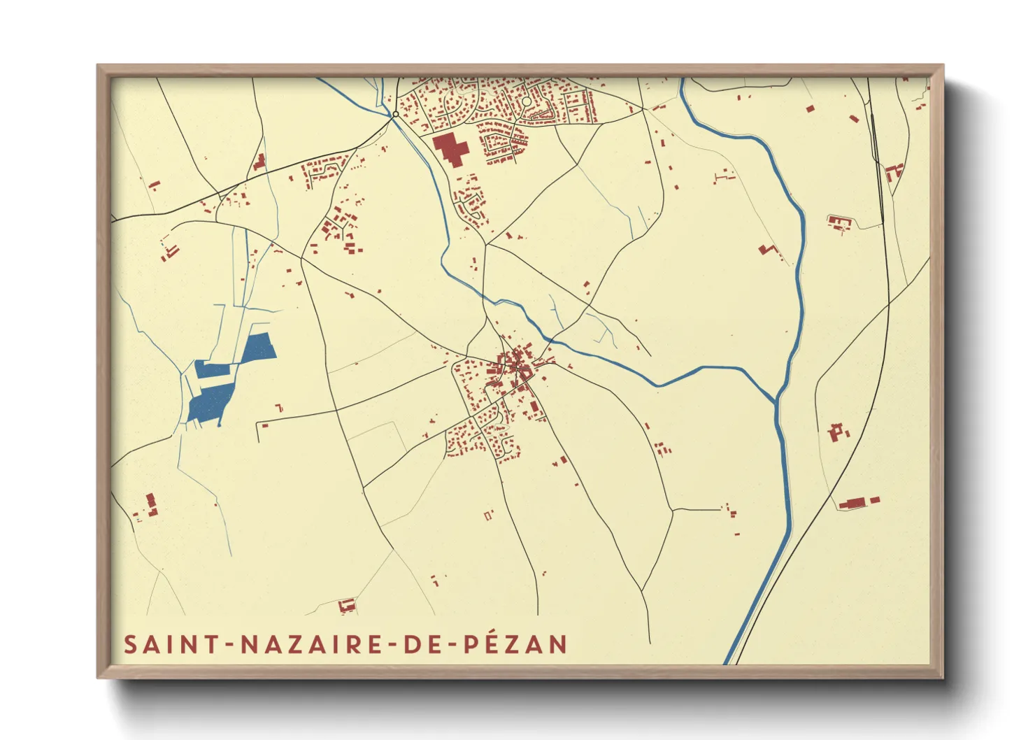 Une affiche de carte sur Saint-Nazaire-de-Pézan