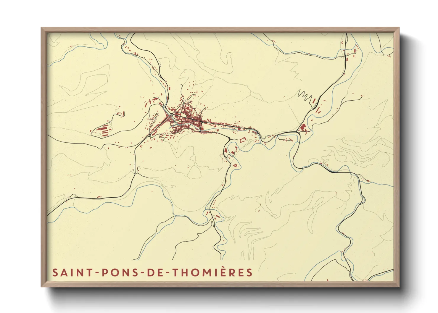 Une affiche de carte sur Saint-Pons-de-Thomières
