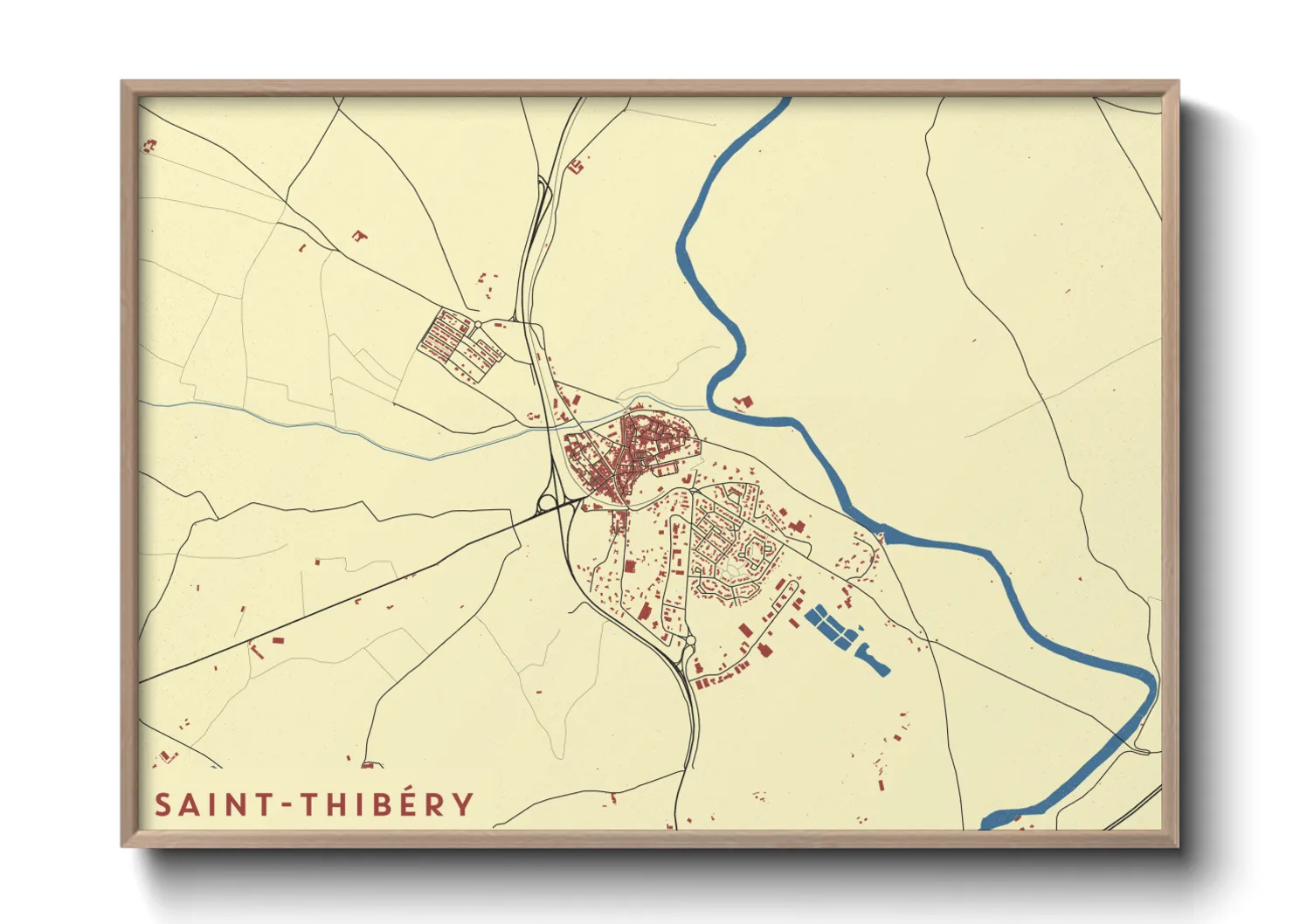 Une affiche de carte sur Saint-Thibéry