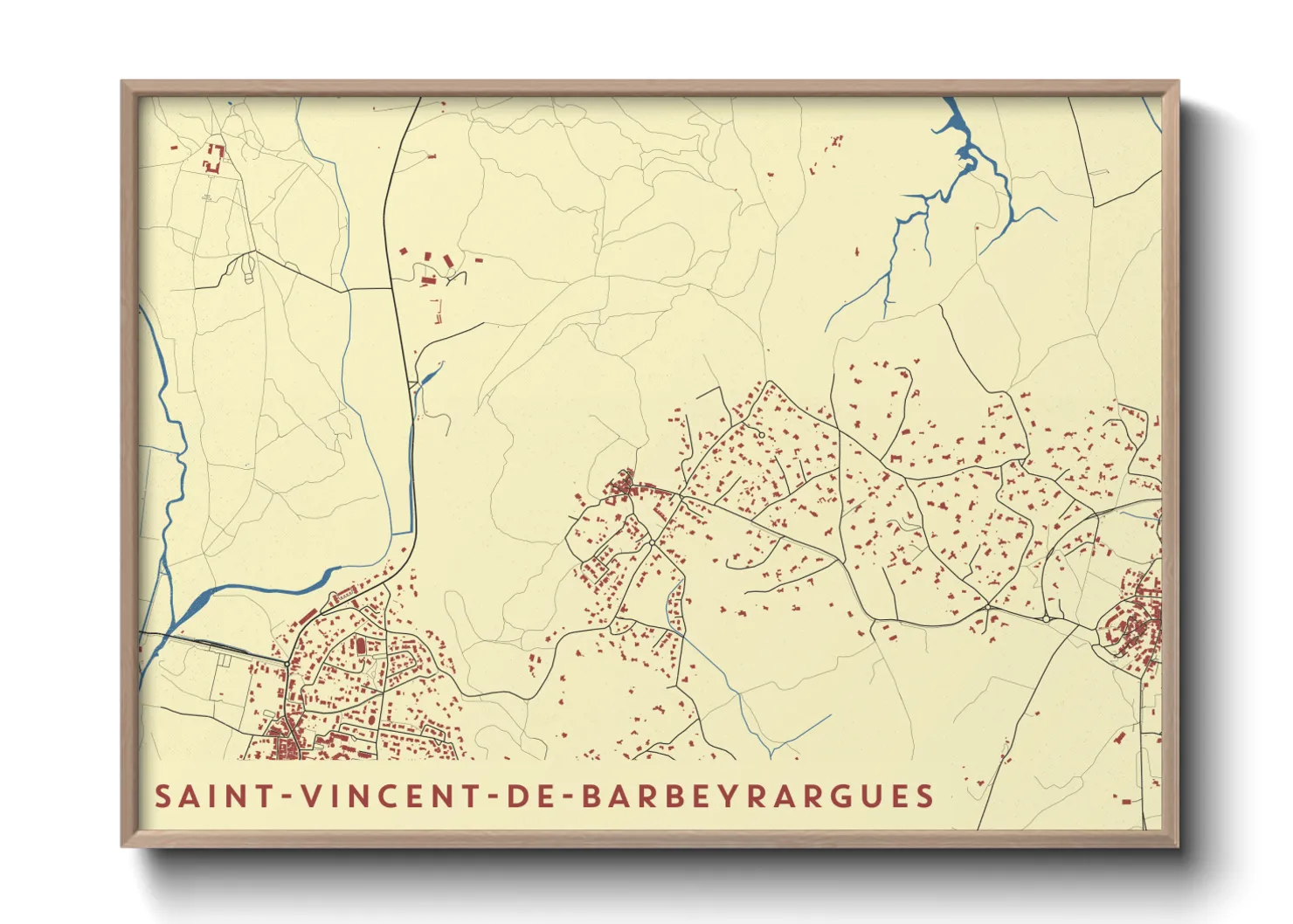 Une affiche de carte sur Saint-Vincent-de-Barbeyrargues