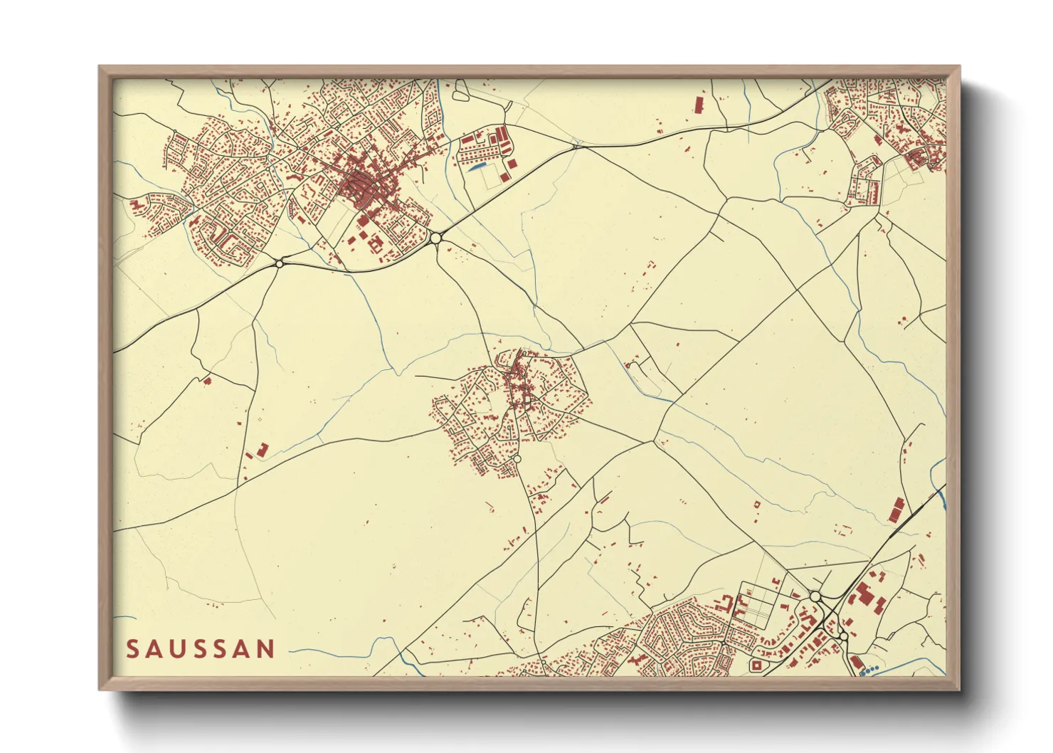 Une affiche de carte sur Saussan