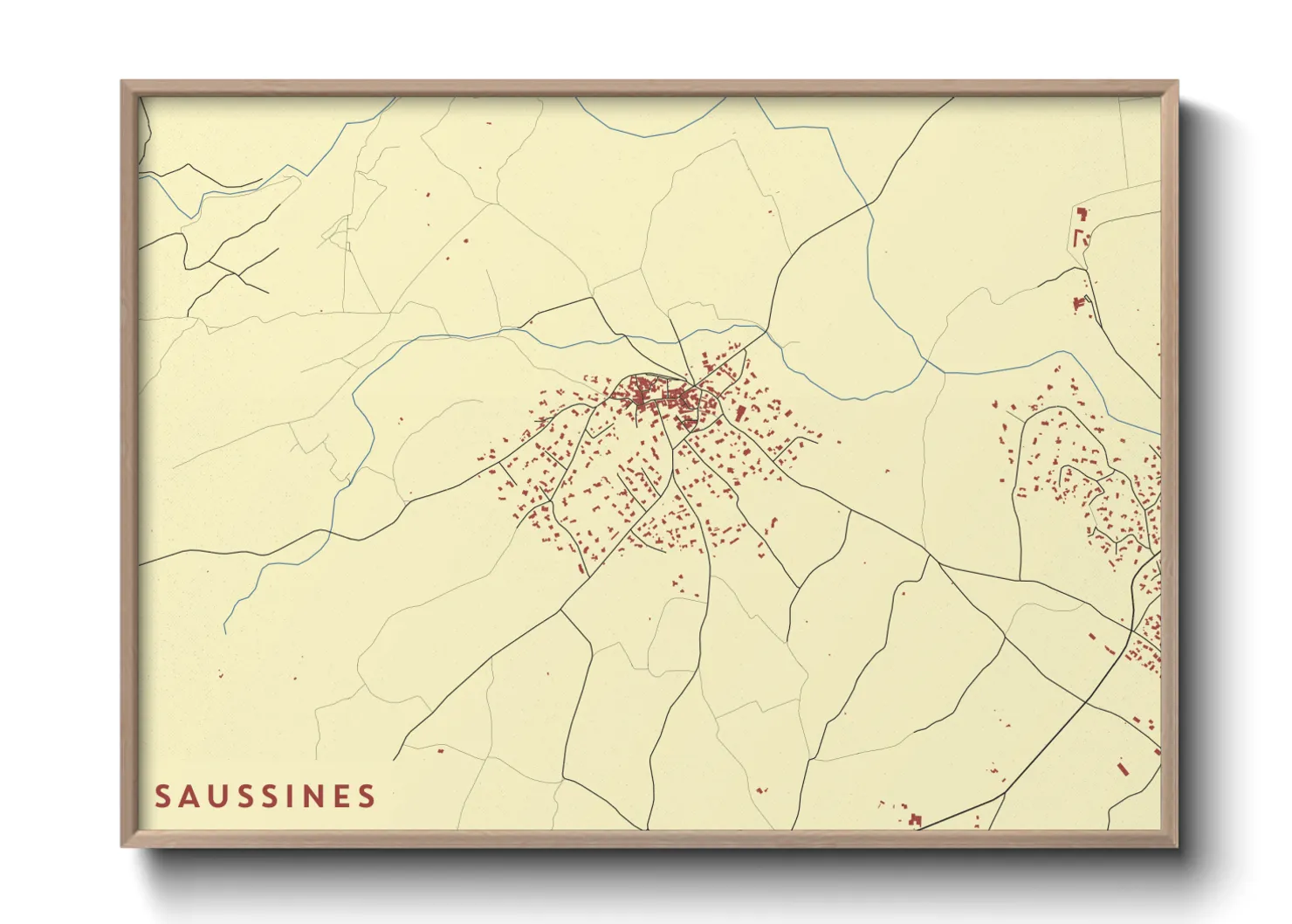 Une affiche de carte sur Saussines