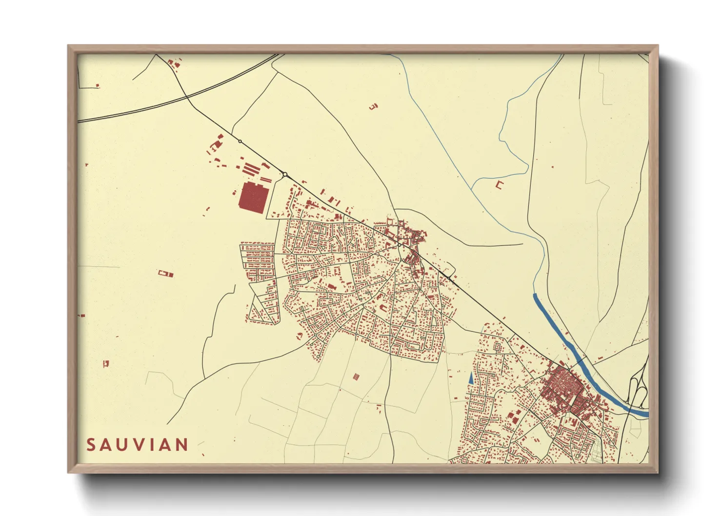 Une affiche de carte sur Sauvian