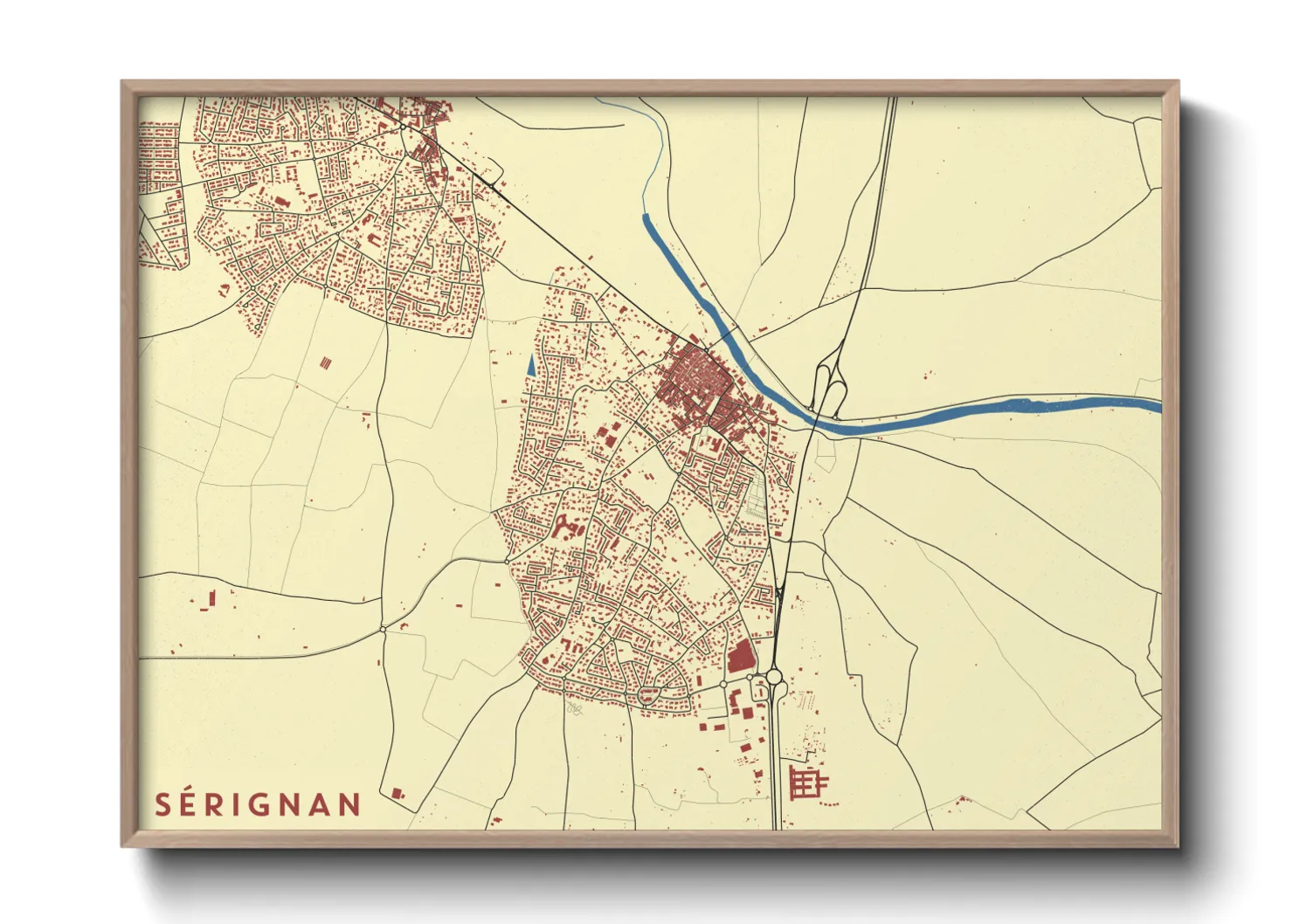 Une affiche de carte sur Sérignan