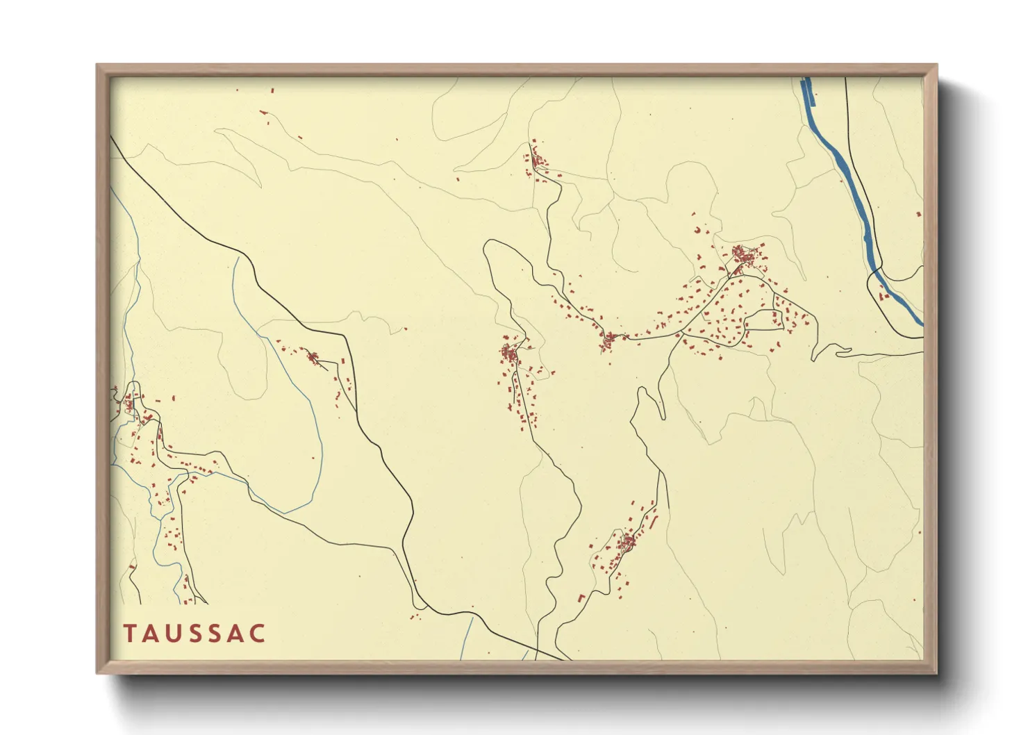 Une affiche de carte sur Taussac