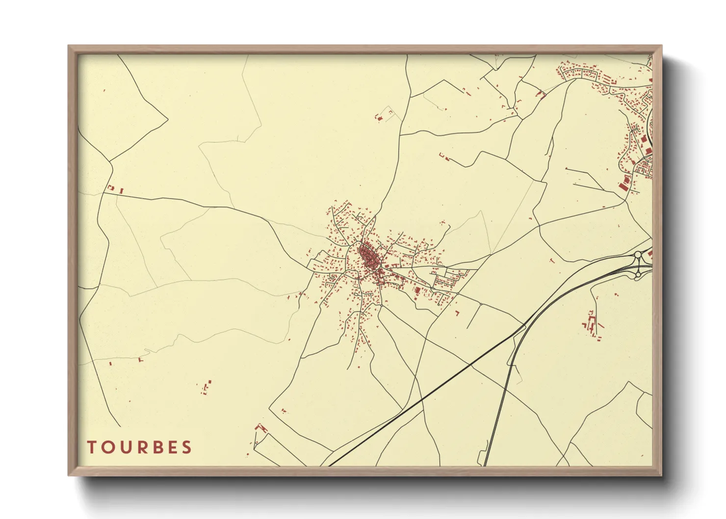 Une affiche de carte sur Tourbes