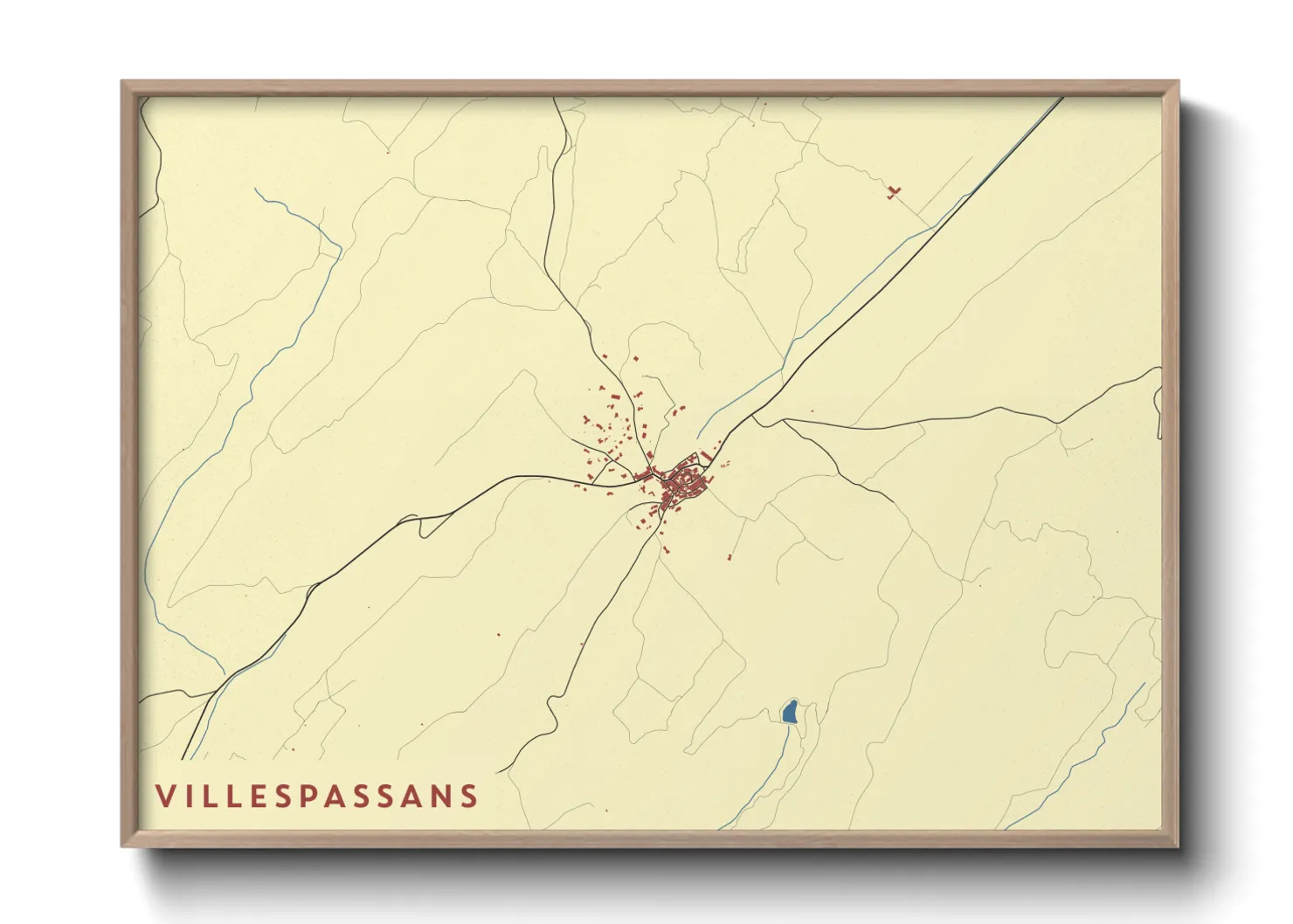 Une affiche de carte sur Villespassans