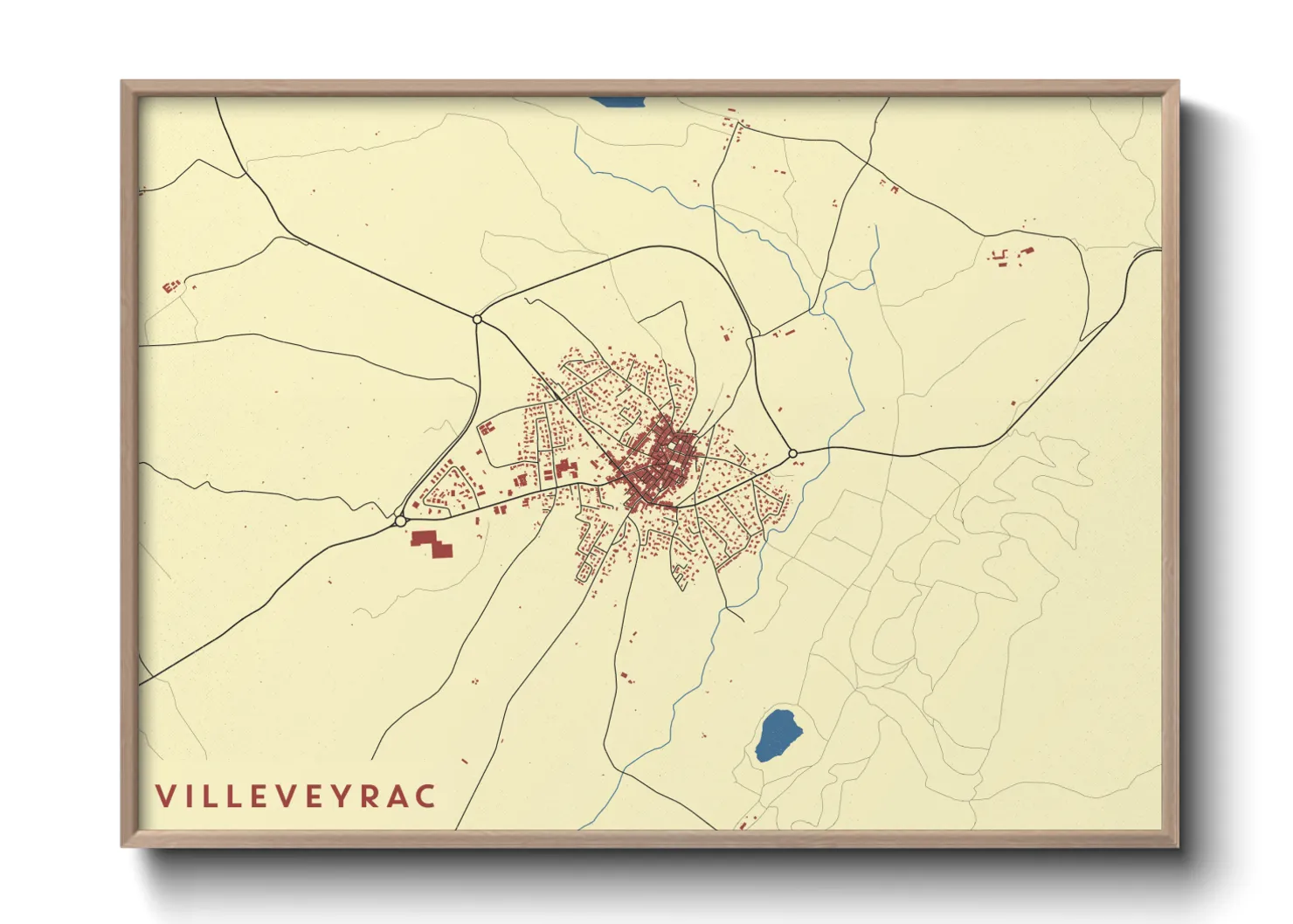 Une affiche de carte sur Villeveyrac