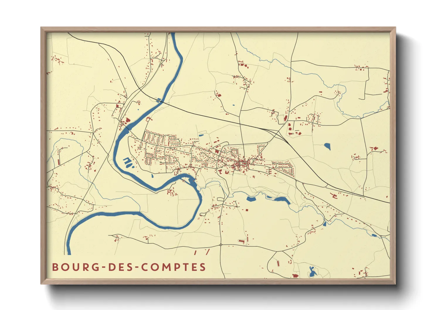Une affiche de carte sur Bourg-des-Comptes