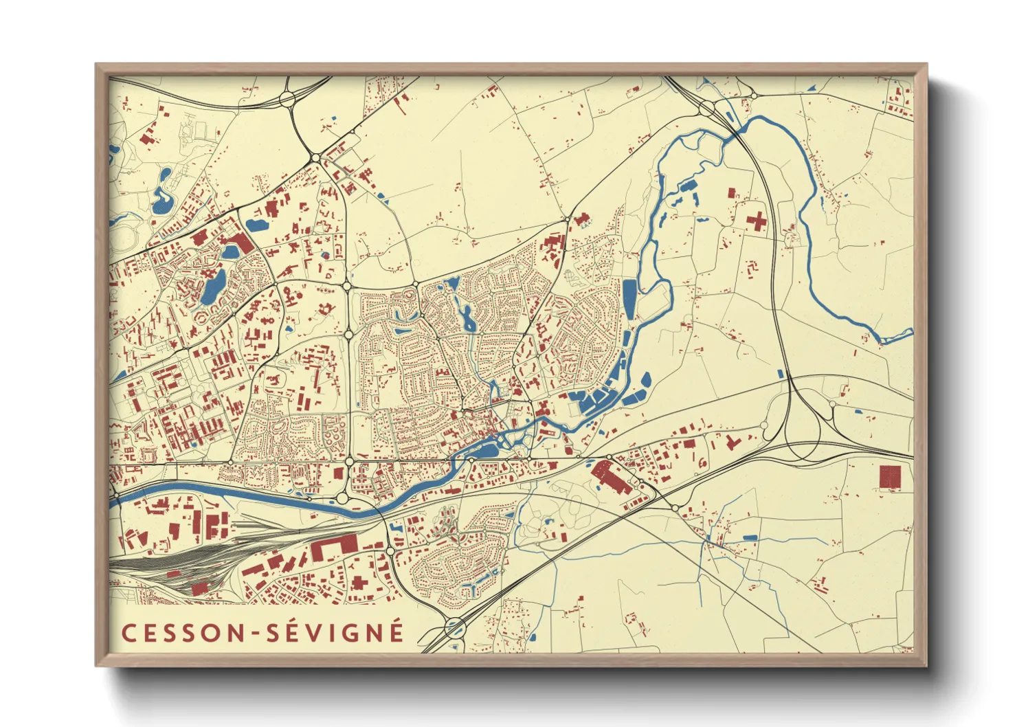 Une affiche de carte sur Cesson-Sévigné
