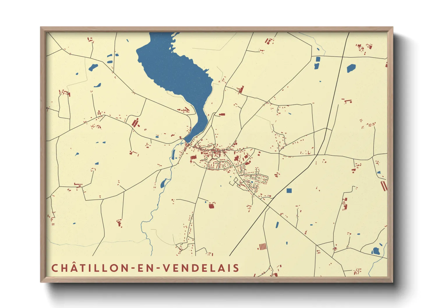 Une affiche de carte sur Châtillon-en-Vendelais