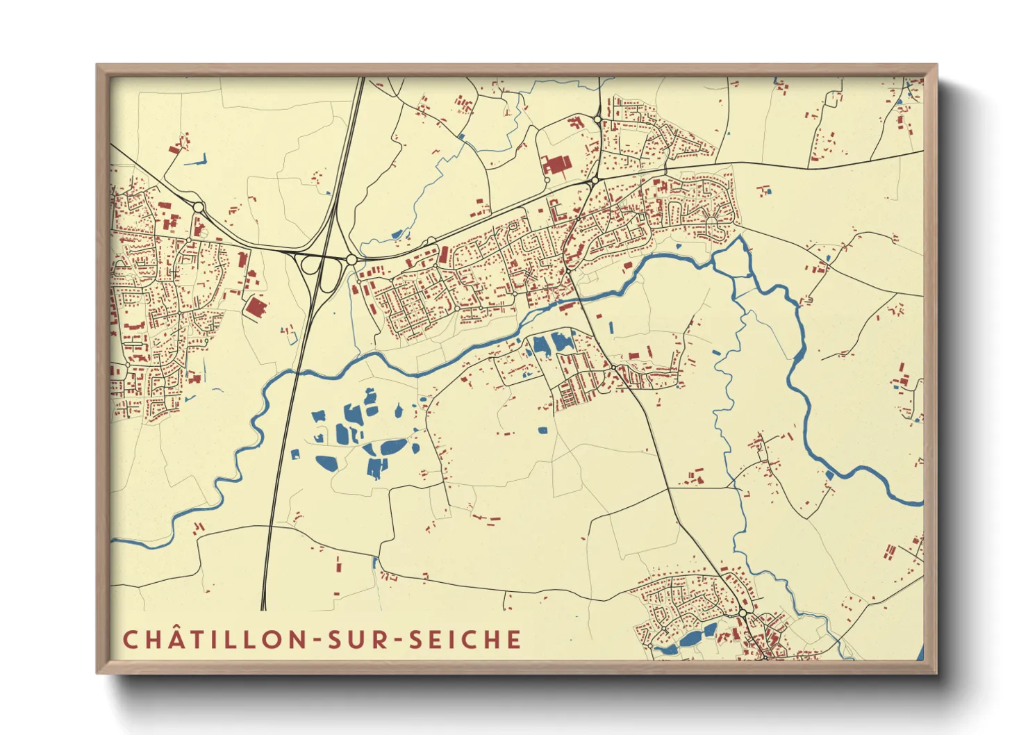 Une affiche de carte sur Châtillon-sur-Seiche