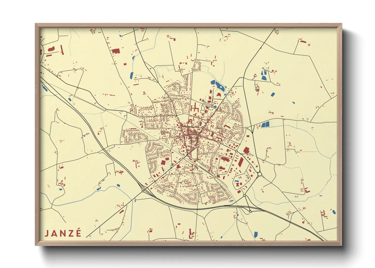 Une affiche de carte sur Janzé