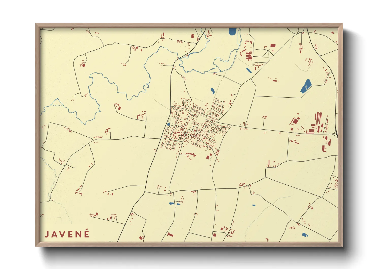 Une affiche de carte sur Javené