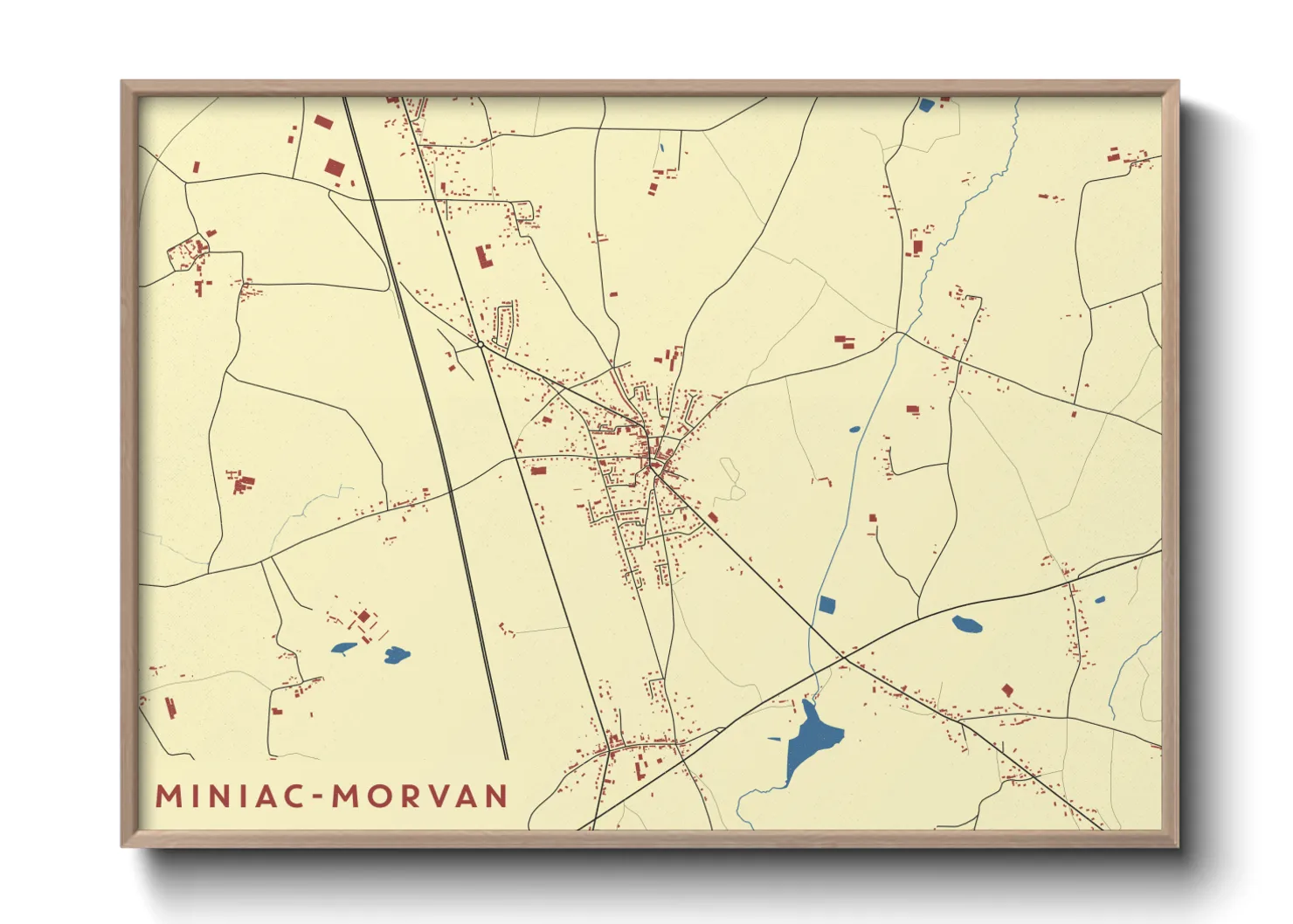 Une affiche de carte sur Miniac-Morvan