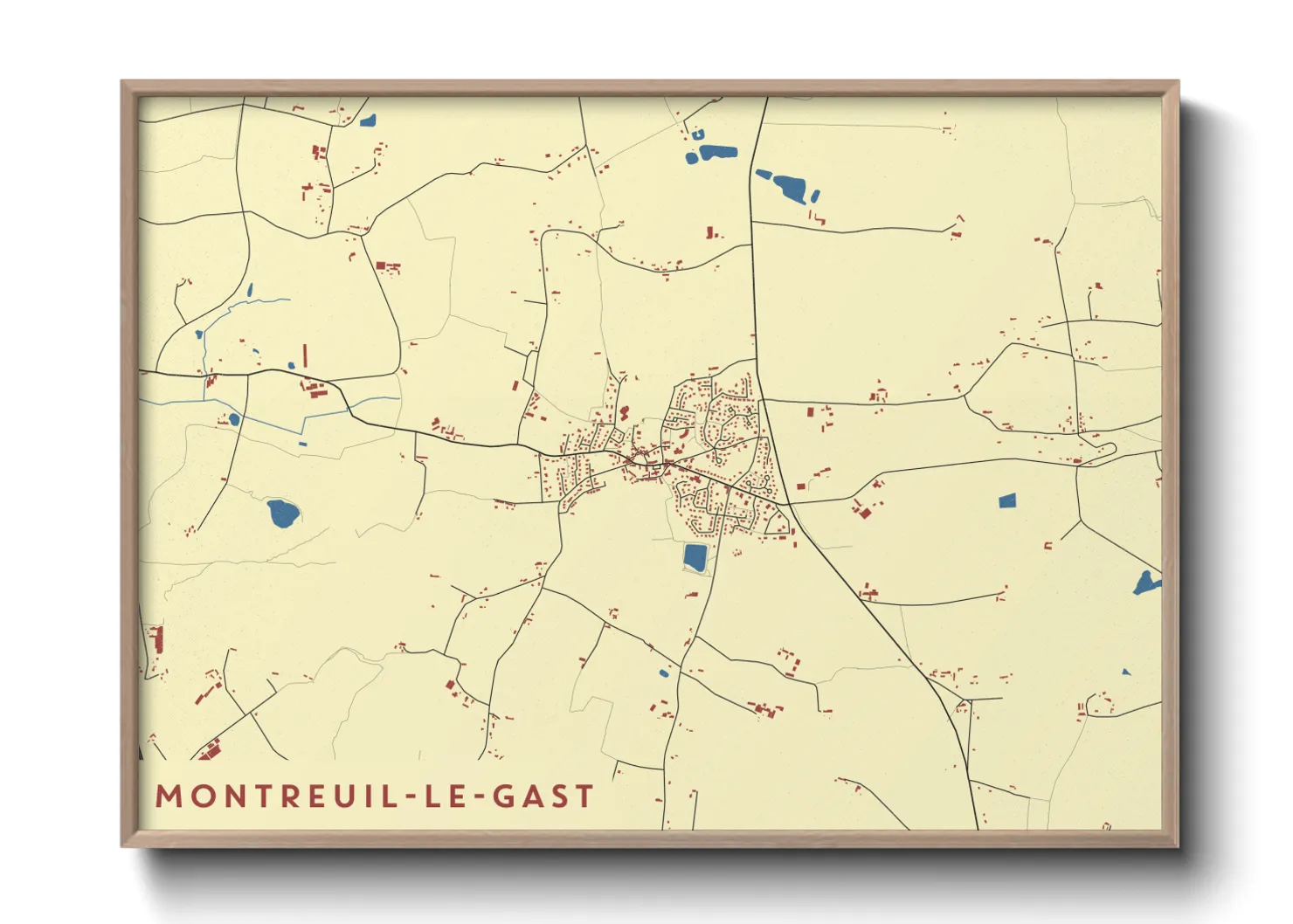 Une affiche de carte sur Montreuil-le-Gast