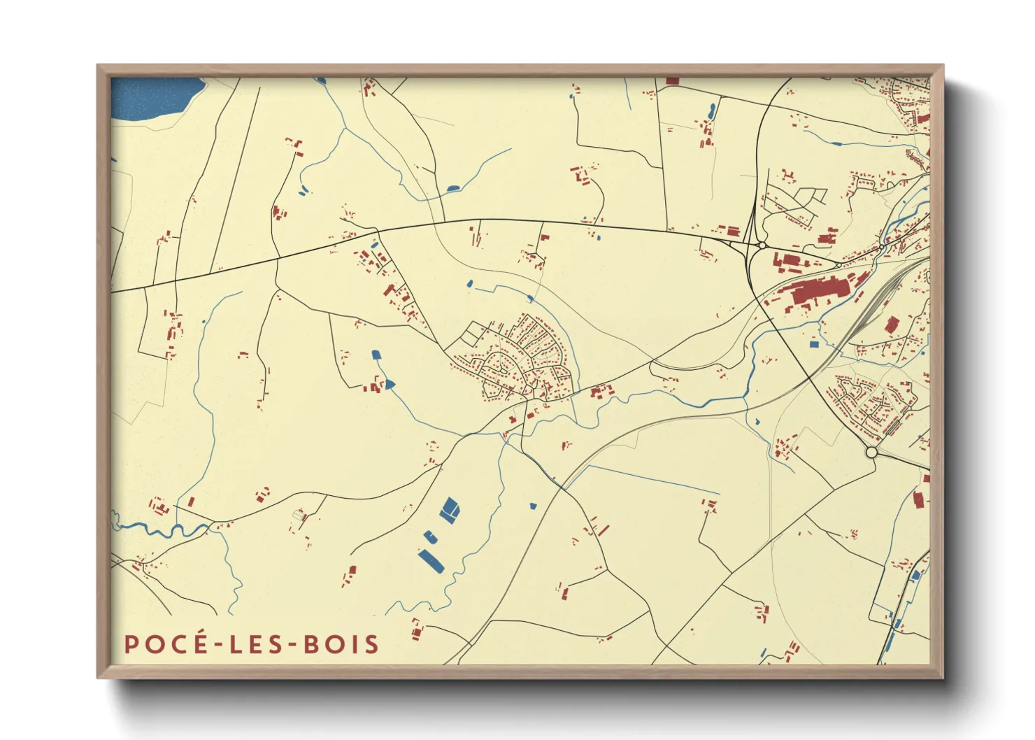 Une affiche de carte sur Pocé-les-Bois