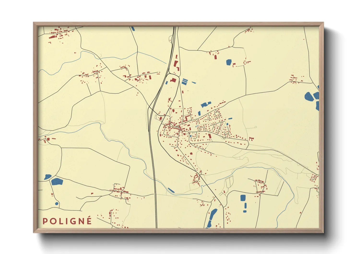 Une affiche de carte sur Poligné