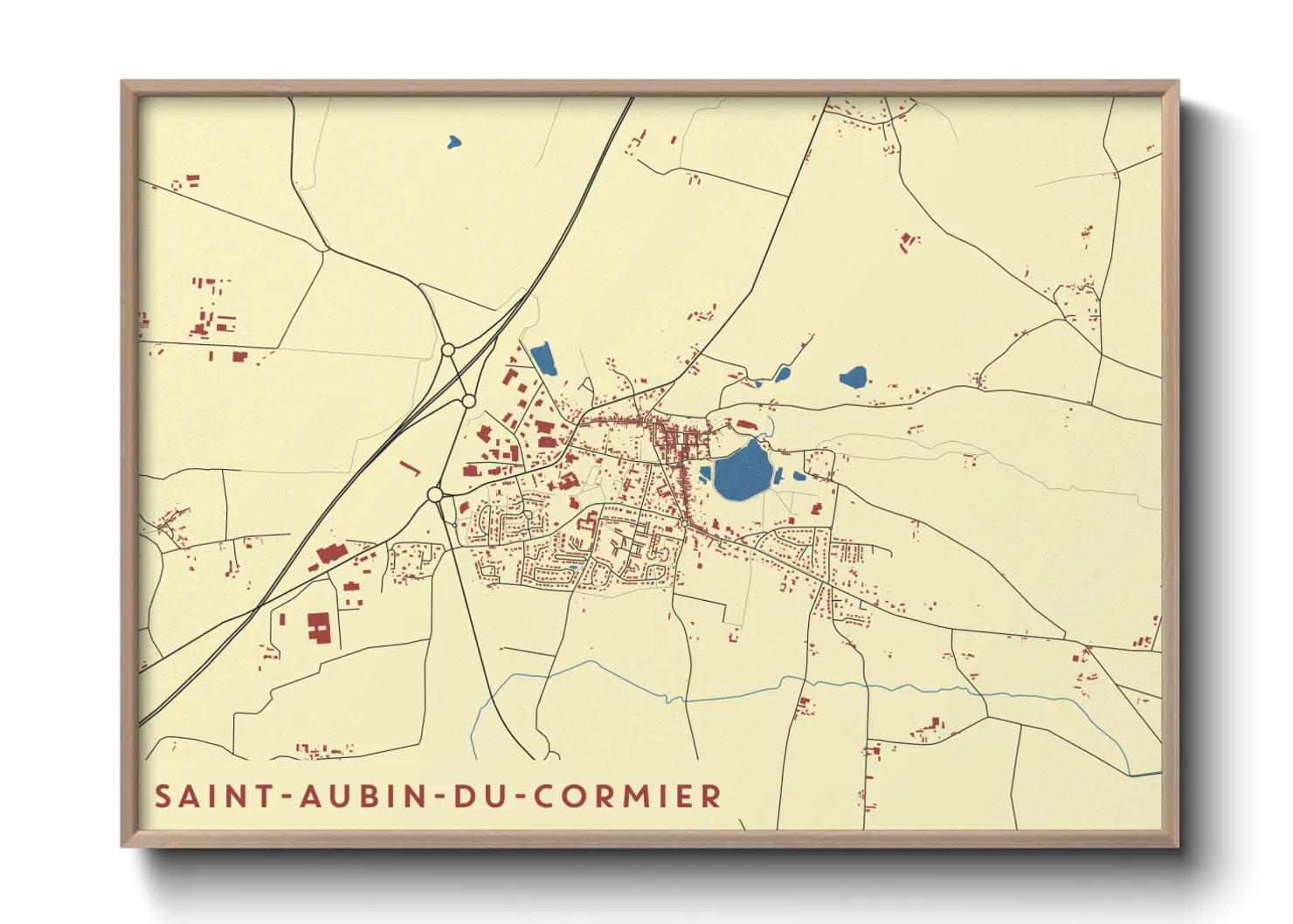 Une affiche de carte sur Saint-Aubin-du-Cormier