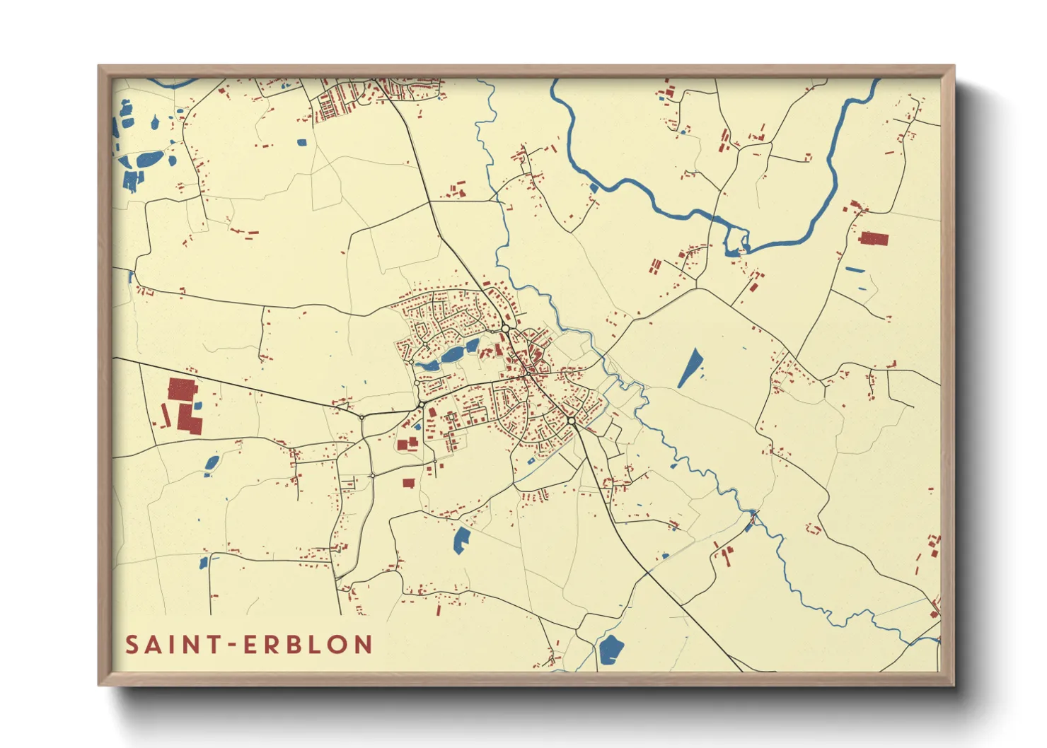 Une affiche de carte sur Saint-Erblon