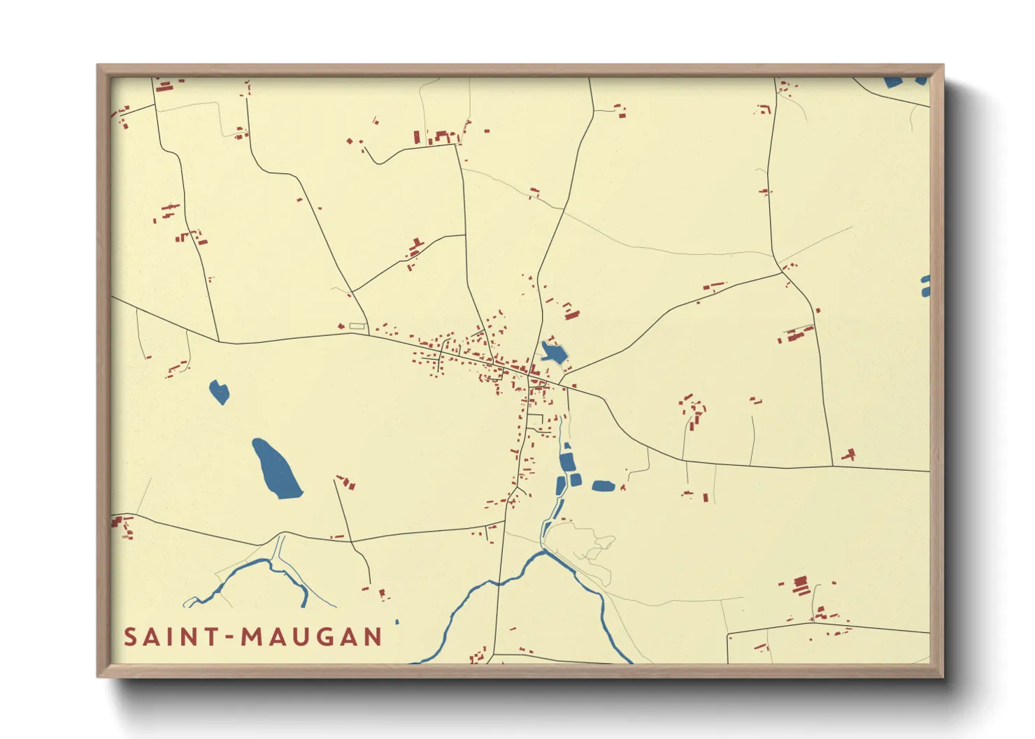 Une affiche de carte sur Saint-Maugan