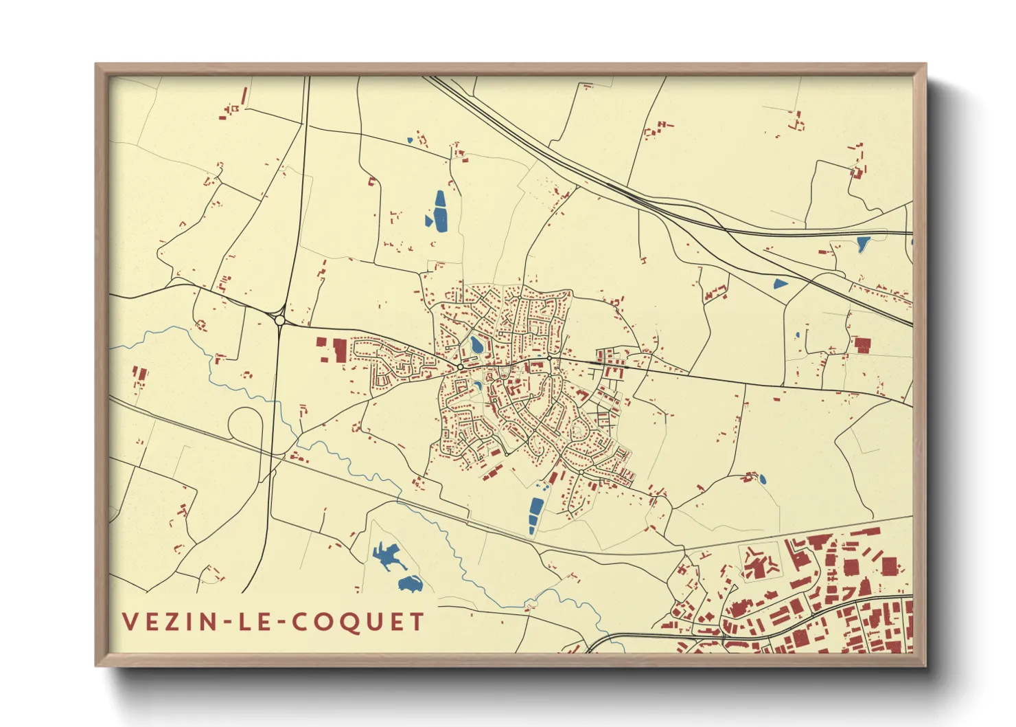 Une affiche de carte sur Vezin-le-Coquet